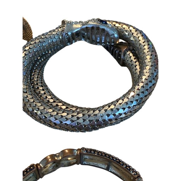 Set Of 4 Metal & Crystal Fashion Bracelets With Pearl Detailing & Snake Design - Picture 9 of 13